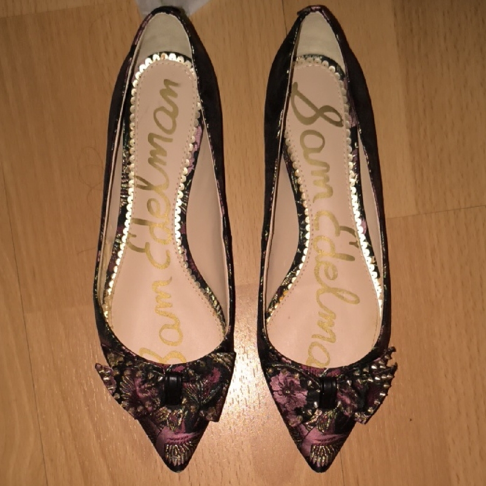 Sam Edelman | Black and Purple Floral Flats